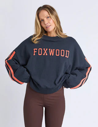 Foxwood | ELEVATED SUNDAY CREW - NAVY WITH ORANGE