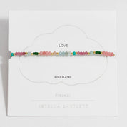 Estella Bartlett Bracelet - Green + Pink Mixed Mini Bead Gold Plated