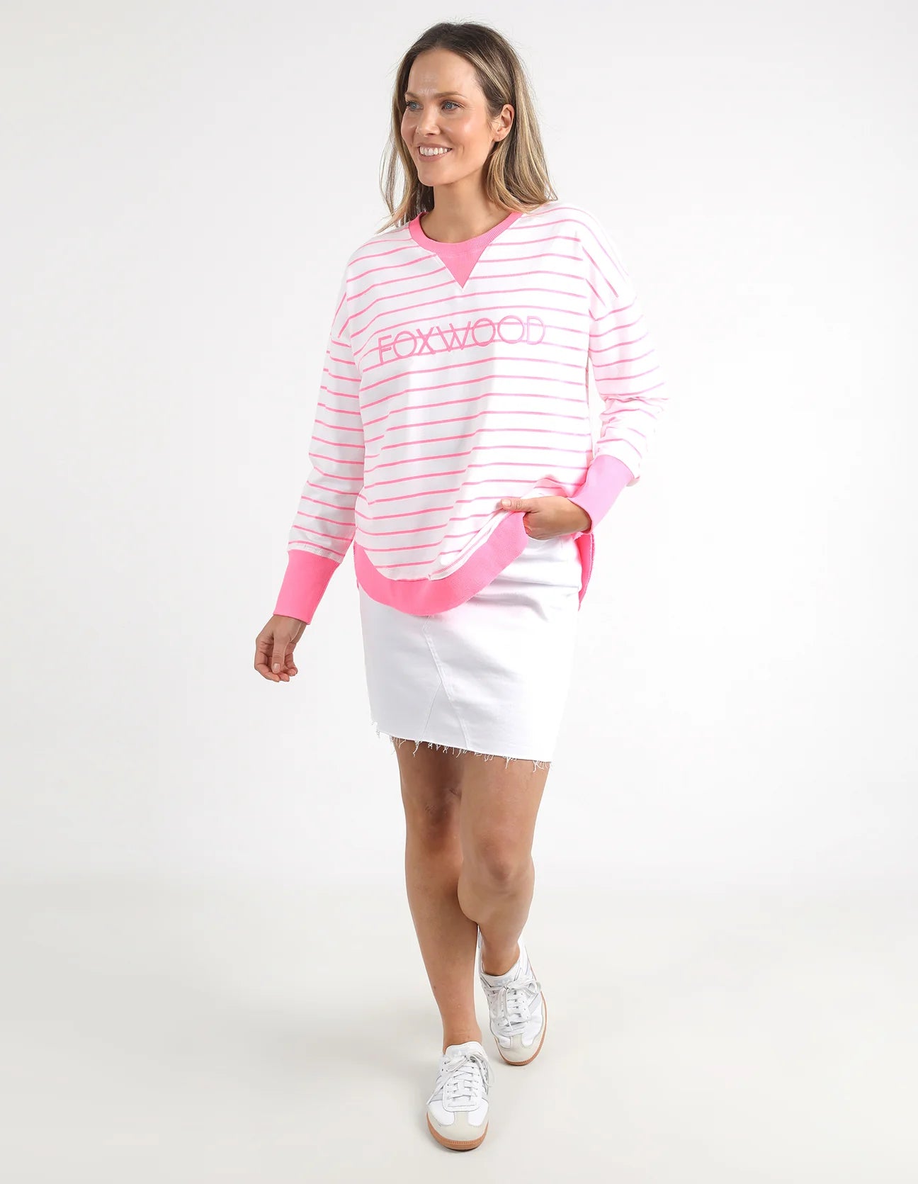 Simplified Crew Stripe Neon Rose