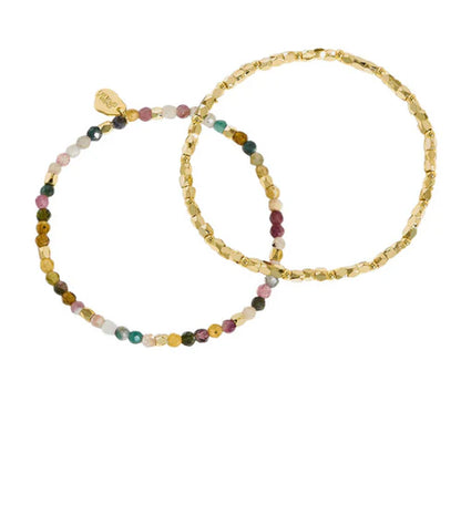 ESTELLA COCO BEAD AND TOURMALINE DOUBLE BRACELET