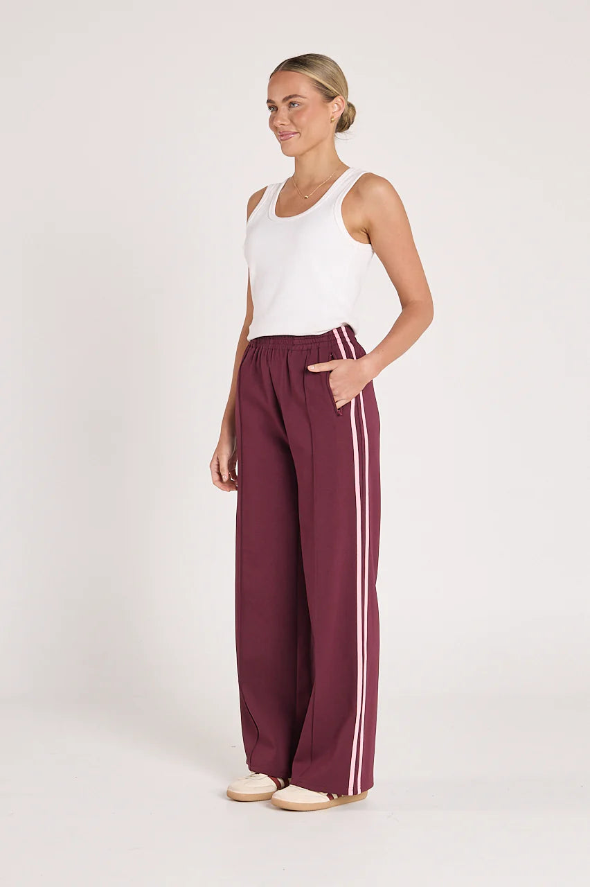 Noah Wide Pant - Pink Plum Stripe