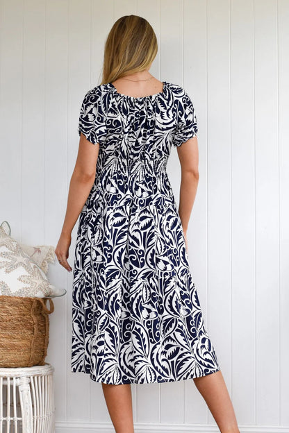 Navy palm dress