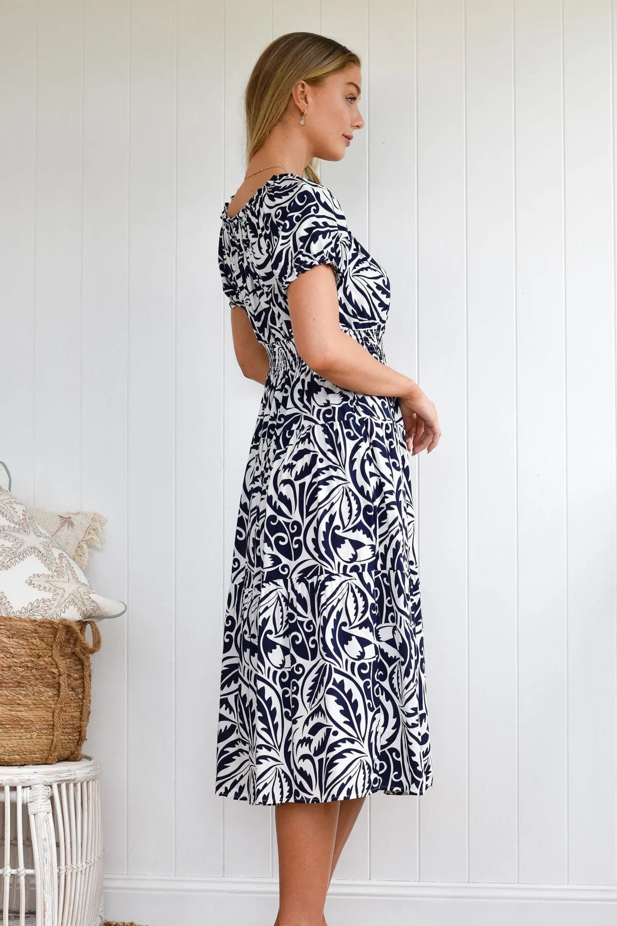 Navy palm dress