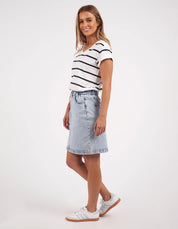 Manly Stripe Vee Tee White/ Navy Stripe