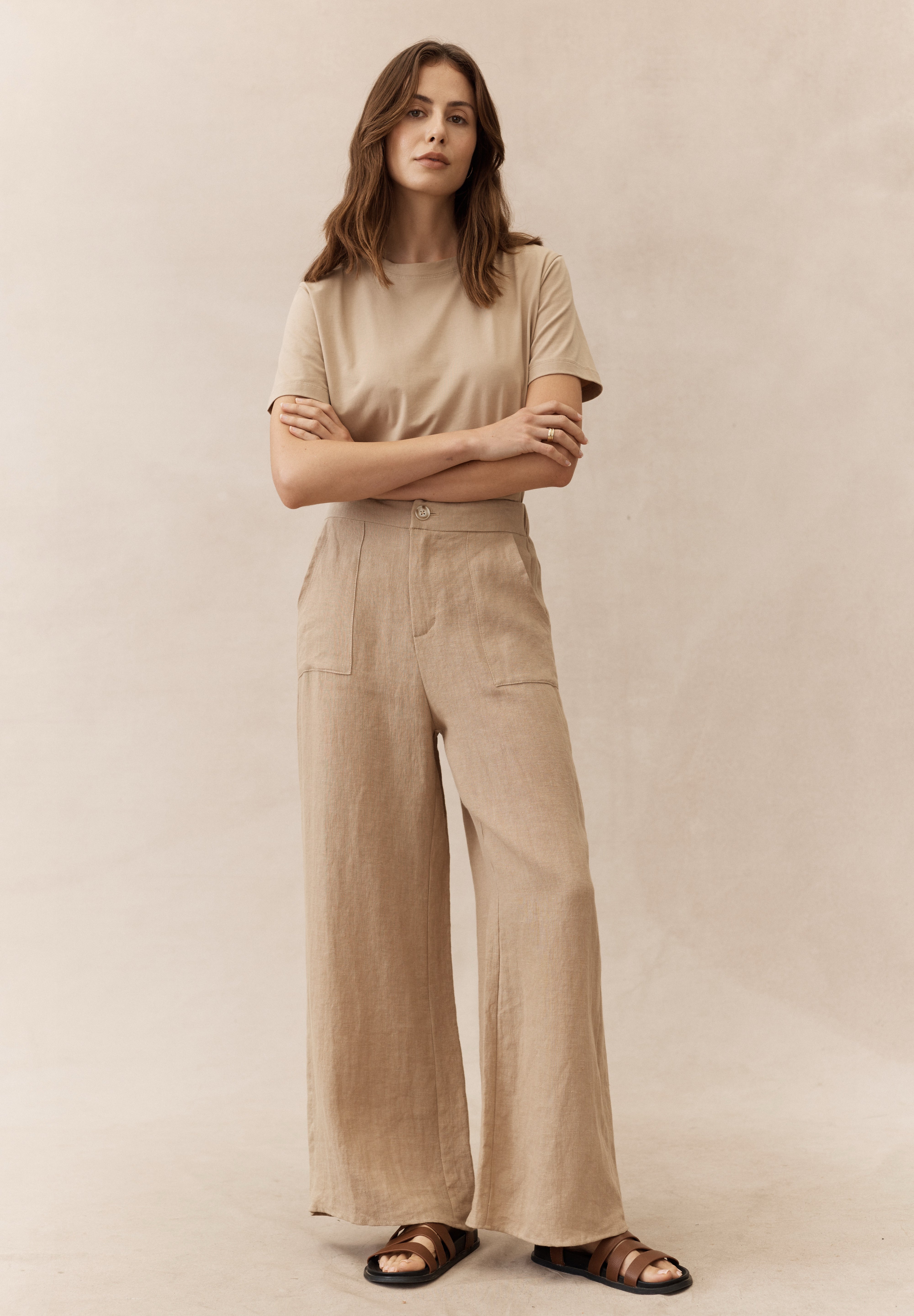Little Lies |Jude Linen Pants - Taupe