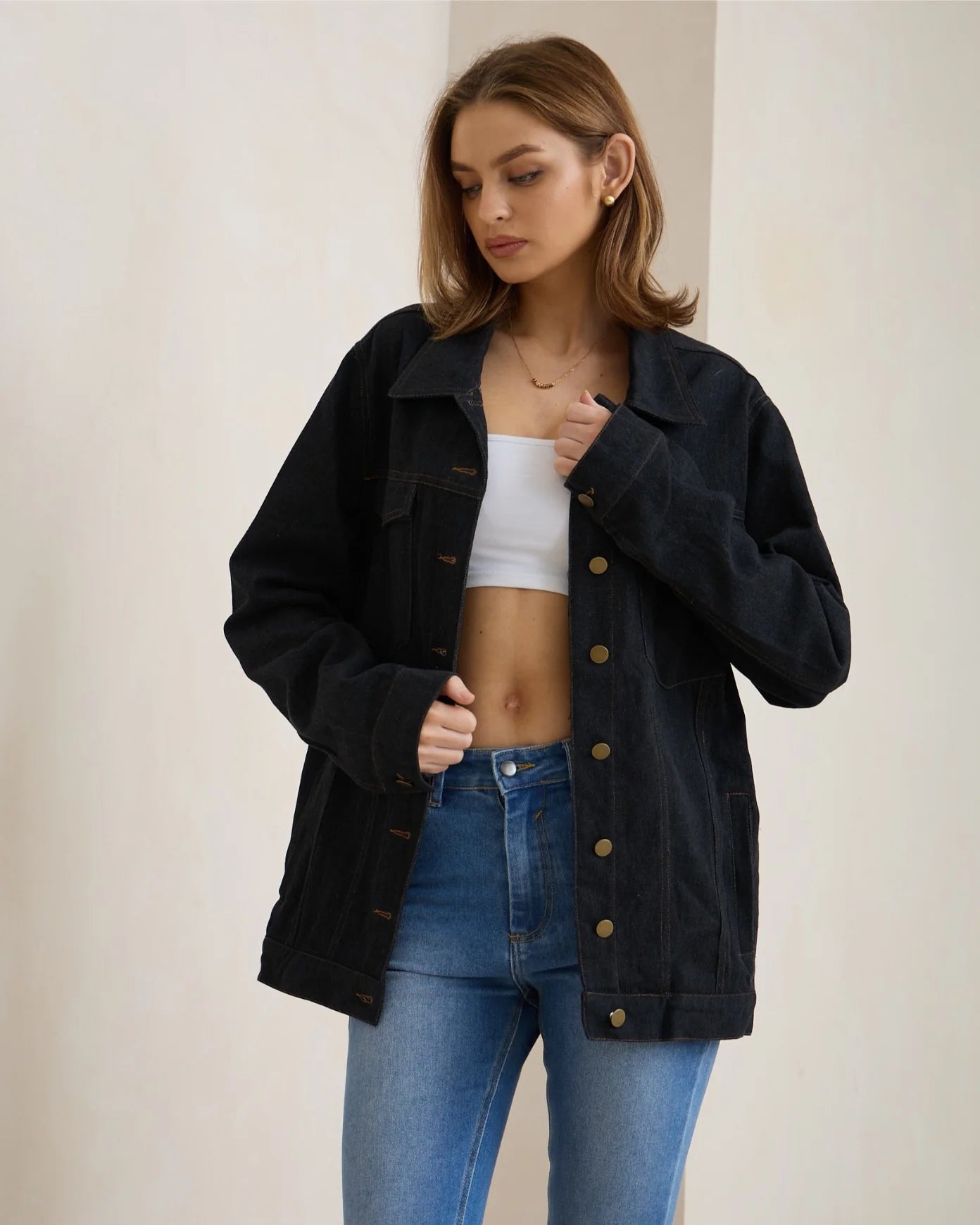 Black denim jacket