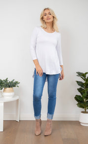 Modal 3/4 sleeve top- white