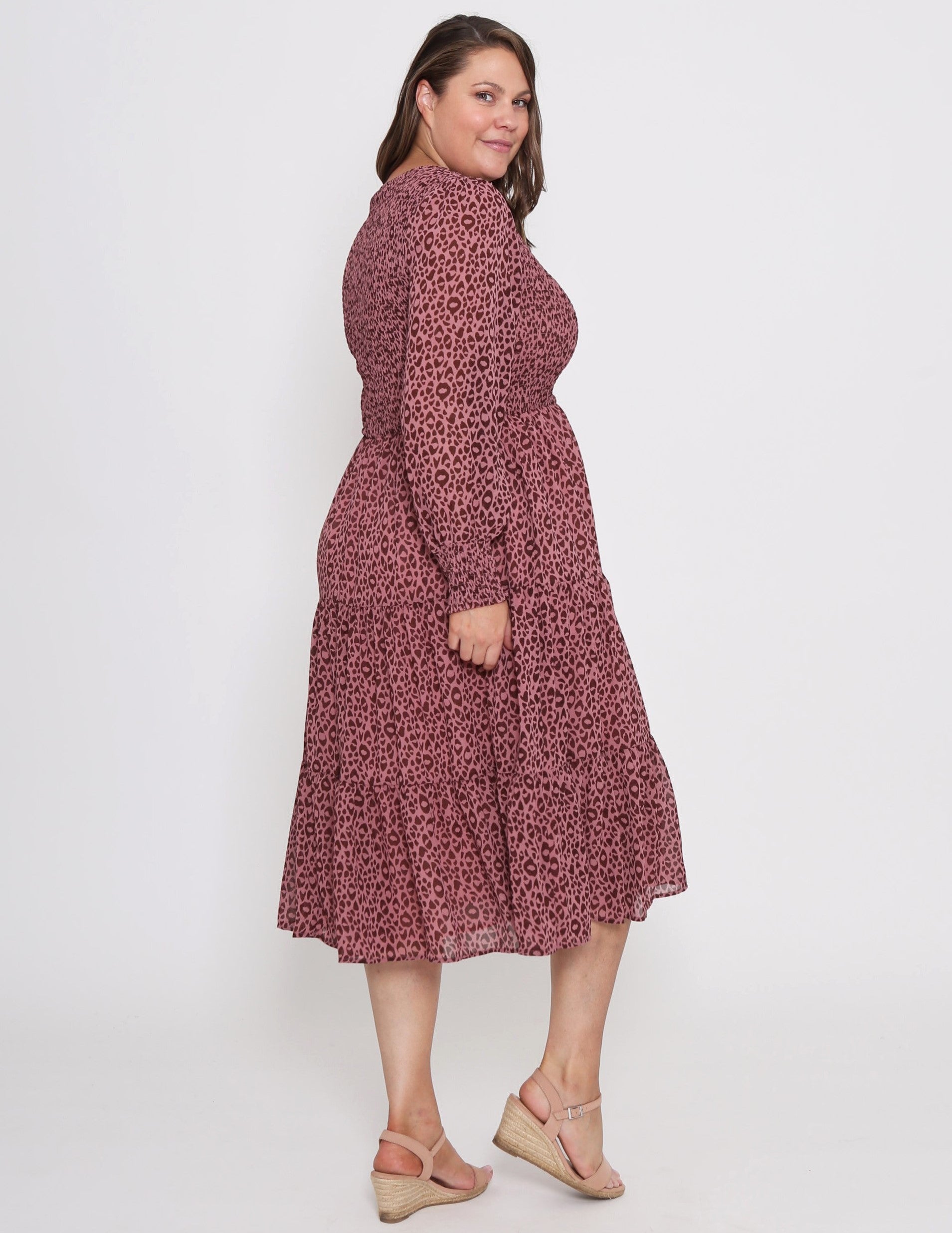 Leoni|Zarel dress-dark rose leopard