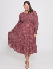 Leoni|Zarel dress-dark rose leopard