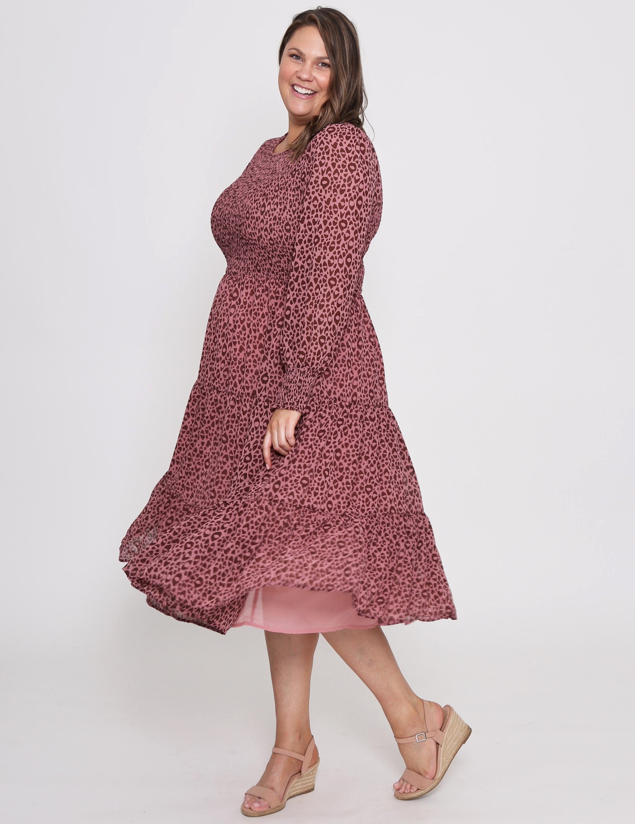 Leoni|Zarel dress-dark rose leopard