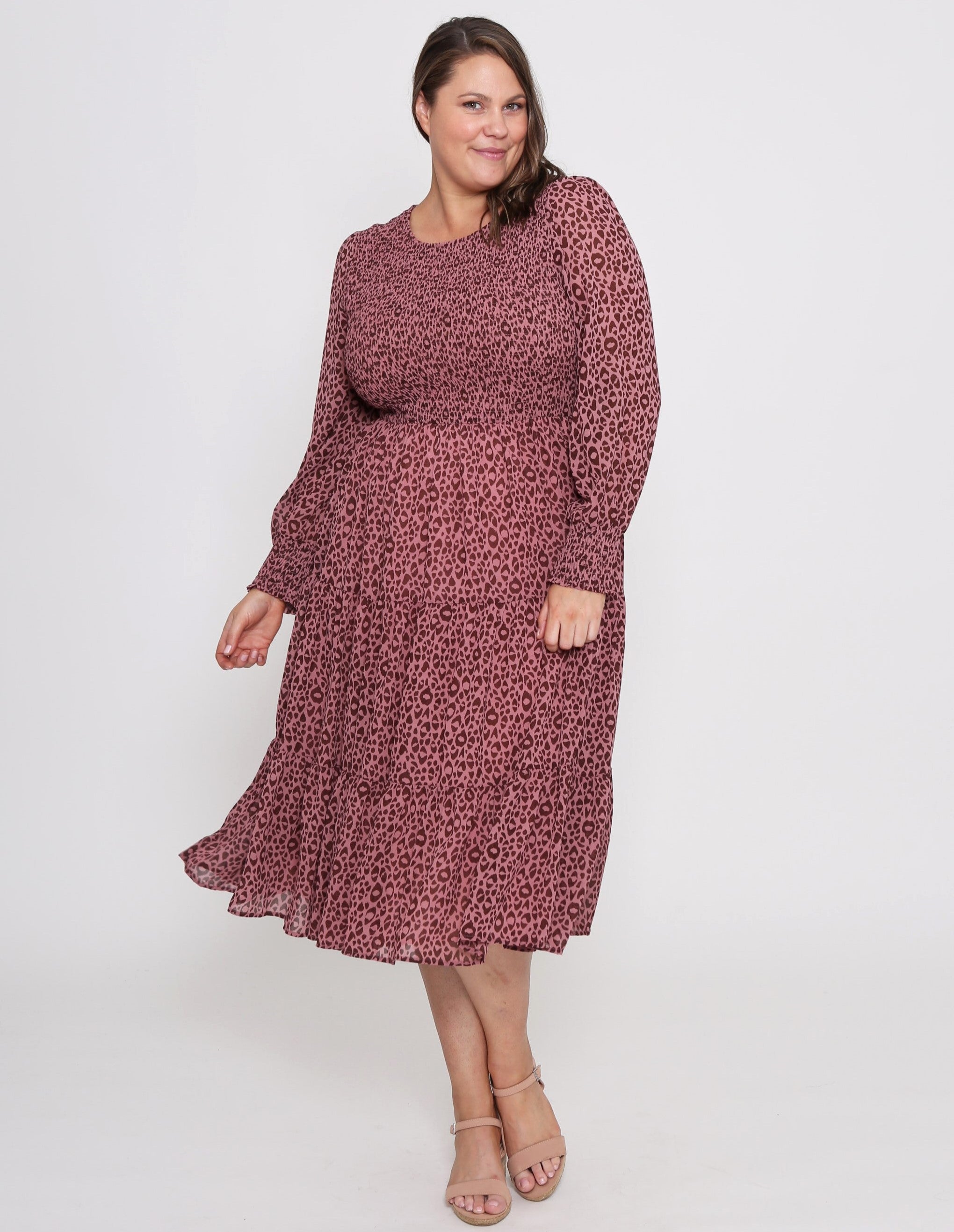 Leoni|Zarel dress-dark rose leopard